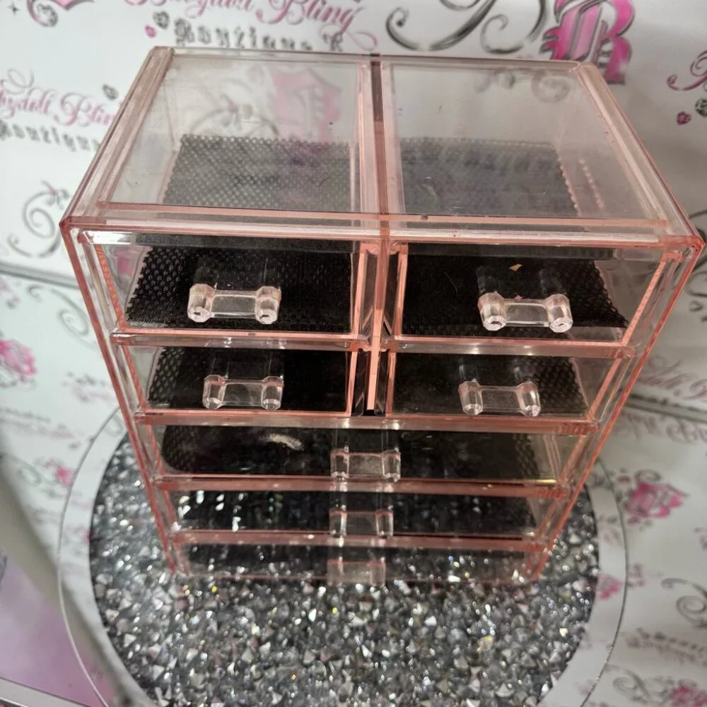 Organizer Pink 7 drawer Acrylic Makeup cosmetic Organizer drawers shelf